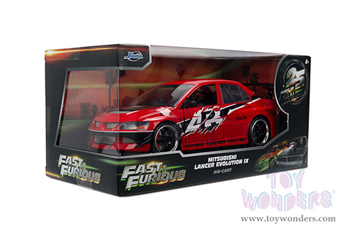 Jada Toys Fast & Furious - Sean's Mitsubishi Lancer Evolution IX  - 25th Anniversary series (1/24 scale diecast model car, Glossy Red) 36208