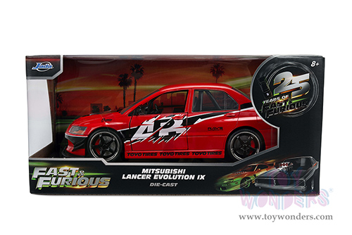 Jada Toys Fast & Furious - Sean's Mitsubishi Lancer Evolution IX  - 25th Anniversary series (1/24 scale diecast model car, Glossy Red) 36208
