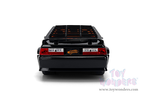 Jada Toys - Hollywood Rides | Ford Mustang GT with Chester Cheetah Diecast Figure "Cheetos® Flamin' Hot®" (1989, 1/24, diecast model car, Black/w Red flames) 36255