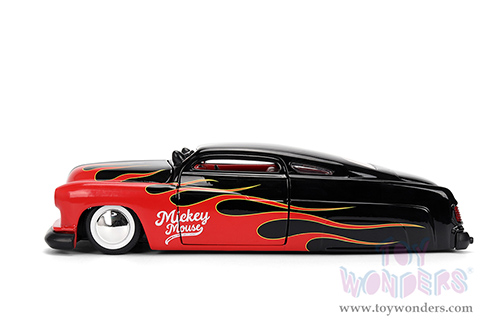 Jada Toys - Hollywood Rides | Disney Mercury with Vintage Mickey Mouse Diecast Figure (1951, 1/24, diecast model car, Black/Red flames) 36272