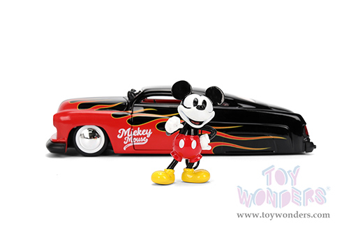 Jada Toys - Hollywood Rides | Disney Mercury with Vintage Mickey Mouse Diecast Figure (1951, 1/24, diecast model car, Black/Red flames) 36272