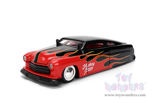 Jada Toys - Hollywood Rides | Disney Mercury with Vintage Mickey Mouse Diecast Figure (1951, 1/24, diecast model car, Black/Red flames) 36272
