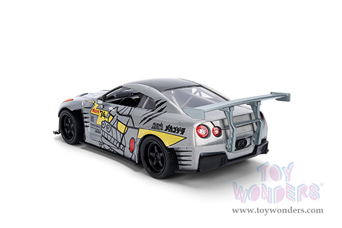 Jada Toys - Hollywood Rides | Nissan Skyline GT-R (R35) Ben Sopra with Mechagodzilla Diecast Figure "Godzilla" (2009, 1/24, diecast model car, Silver) 36285