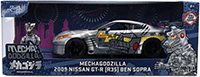 Jada Toys - Hollywood Rides | Nissan Skyline GT-R (R35) Ben Sopra with Mechagodzilla Diecast Figure "Godzilla" (2009, 1/24, diecast model car, Silver) 36285