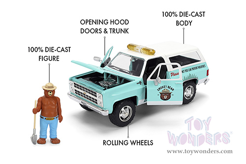 Jada Toys - Hollywood Rides | Chevrolet® Blazer with Smokey Bear™ Diecast Figure (1980, 1/24, diecast model car, Light Green) 36294