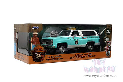 Jada Toys - Hollywood Rides | Chevrolet® Blazer with Smokey Bear™ Diecast Figure (1980, 1/24, diecast model car, Light Green) 36294