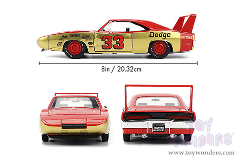 Jada Toys Bigtime Muscle - Dodge Charger Daytona #33 (1969, 1/24 scale diecast model car, Red/Gold) 36297