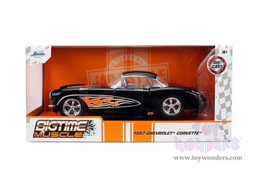 Jada Toys Bigtime Muscle - Chevrolet® Corvette® Hardtop (1957, 1/24 scale diecast model car, Black/w Flames) 36300