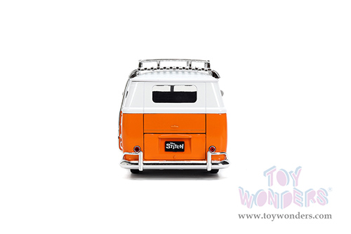 Jada Toys - Hollywood Rides | Disney Stitch Volkswagen Bus with Stitch Diecast Figure (1961, 1/24, diecast model car, Orange/White) 36340