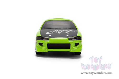 Jada Toys Fast & Furious - Brian's Mitsubishi Eclipse Damaged Version (1/32 scale diecast model car, Glossy Green) 36356