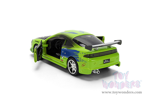 Jada Toys Fast & Furious - Brian's Mitsubishi Eclipse Damaged Version (1/32 scale diecast model car, Glossy Green) 36356