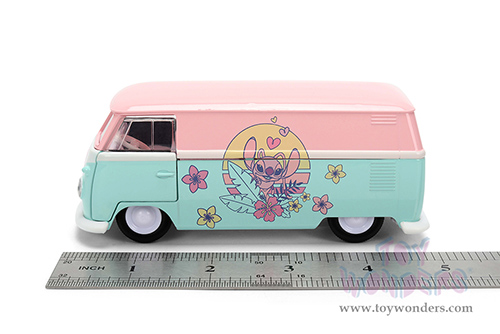 Jada Toys - Hollywood Rides | Disney Stitch Volkswagen Bus (1961, 1/32 scale diecast model car, Pastel Pink/Pastel Blue) 36358