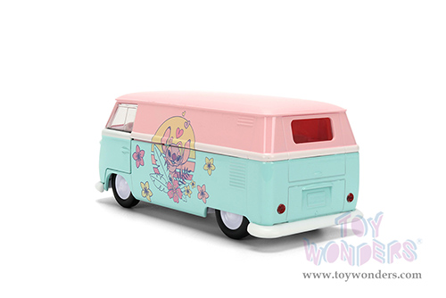 Jada Toys - Hollywood Rides | Disney Stitch Volkswagen Bus (1961, 1/32 scale diecast model car, Pastel Pink/Pastel Blue) 36358