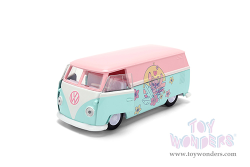 Jada Toys - Hollywood Rides | Disney Stitch Volkswagen Bus (1961, 1/32 scale diecast model car, Pastel Pink/Pastel Blue) 36358