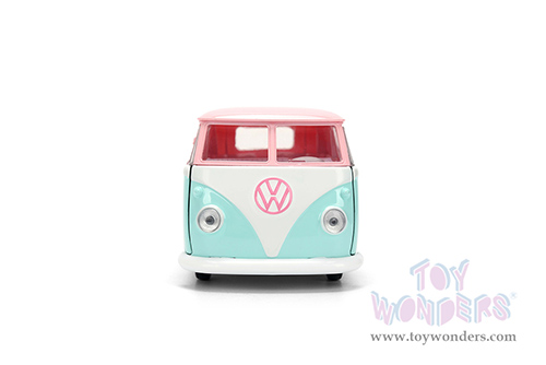 Jada Toys - Hollywood Rides | Disney Stitch Volkswagen Bus (1961, 1/32 scale diecast model car, Pastel Pink/Pastel Blue) 36358