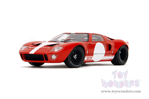 Jada Toys Pink Slips - Ford GT40 MK1 with Display Base (1968, 1/18 scale diecast model car, Red/White) 36381