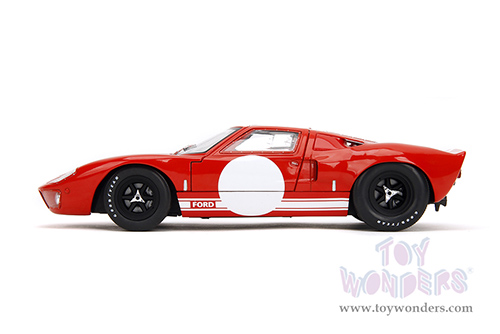 Jada Toys Pink Slips - Ford GT40 MK1 with Display Base (1968, 1/18 scale diecast model car, Red/White) 36381