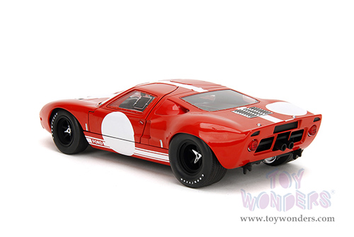 Jada Toys Pink Slips - Ford GT40 MK1 with Display Base (1968, 1/18 scale diecast model car, Red/White) 36381