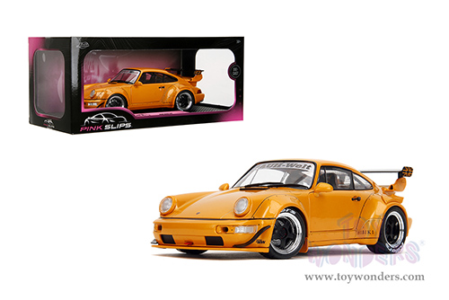 Jada Toys Pink Slips - Porsche RWB Body Kit Hibiki with Display Base (2016, 1/18 scale diecast model car, Glossy Orange) 36383