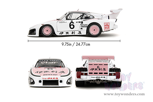 Jada Toys Pink Slips - Porsche 935 K3 #6 Bob Wollek - Henri Pescarolo Winner "Suzuka 1000KM" (1981) with Display Base (1/18 scale diecast model car, Pink/White) 36386