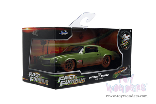 Jada Toys Fast & Furious - Chevrolet® Camaro® "F-Bomb" Dirty Version (1973, 1/32 scale diecast model car, Matte Green) 36393