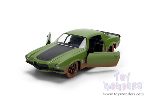 Jada Toys Fast & Furious - Chevrolet® Camaro® "F-Bomb" Dirty Version (1973, 1/32 scale diecast model car, Matte Green) 36393