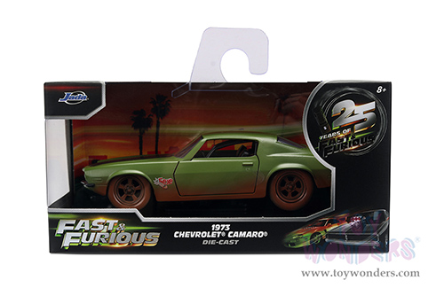 Jada Toys Fast & Furious - Chevrolet® Camaro® "F-Bomb" Dirty Version (1973, 1/32 scale diecast model car, Matte Green) 36393