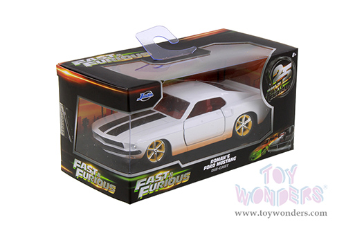 Jada Toys Fast & Furious - Roman's Ford Mustang Dirty Version - 25th Anniversary Series (1969, 1/32 scale diecast model car, White) 36394