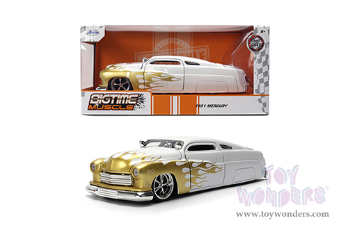 Jada Toy Bigtime Muscle - Mercury Coupe (1951, 1/24, diecast model car, White/Gold Flames) 36452
