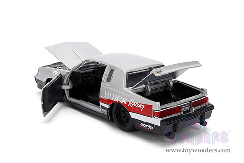 Jada Toys Bigtime Muscle - Buick® Grand National™ #7 "Buick Racing" (1987, 1/24 scale diecast model car, Silver/Black & Red stripes) 36460