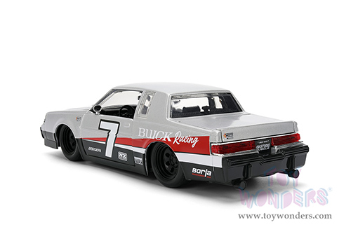Jada Toys Bigtime Muscle - Buick® Grand National™ #7 "Buick Racing" (1987, 1/24 scale diecast model car, Silver/Black & Red stripes) 36460