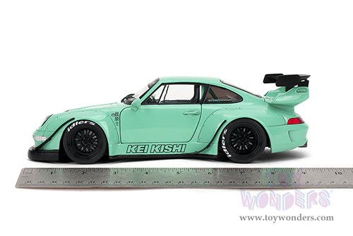 Jada Toys Pink Slips - Porsche RWB Body Kit Kei Kishi with Display Base (1/18 scale diecast model car, Glossy Teal) 36463