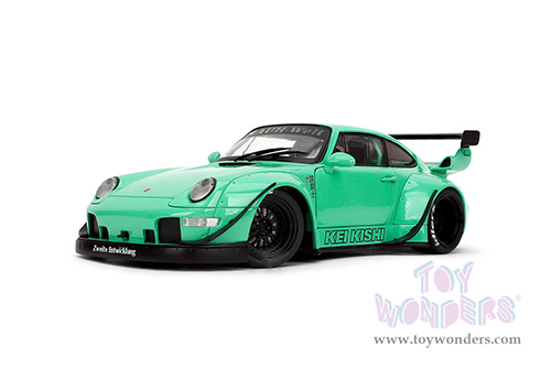 Jada Toys Pink Slips - Porsche RWB Body Kit Kei Kishi with Display Base (1/18 scale diecast model car, Glossy Teal) 36463