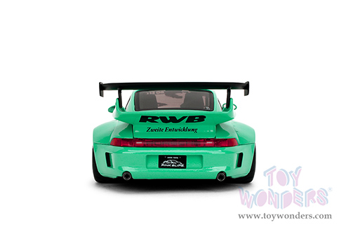 Jada Toys Pink Slips - Porsche RWB Body Kit Kei Kishi with Display Base (1/18 scale diecast model car, Glossy Teal) 36463