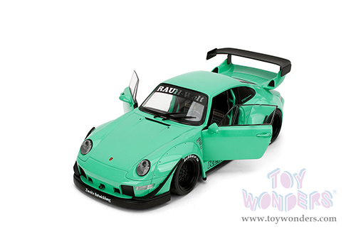 Jada Toys Pink Slips - Porsche RWB Body Kit Kei Kishi with Display Base (1/18 scale diecast model car, Glossy Teal) 36463
