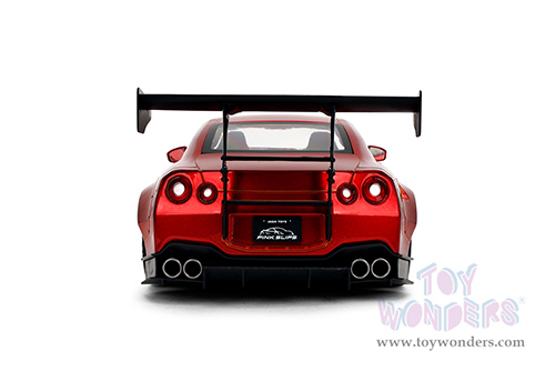 Jada Toys Pink Slips - Nissan GT-R (R35) with Liberty Walk Body Kit 2.0 and Display Base (1/18 scale diecast model car, Candy Red) 36465