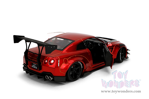 Jada Toys Pink Slips - Nissan GT-R (R35) with Liberty Walk Body Kit 2.0 and Display Base (1/18 scale diecast model car, Candy Red) 36465
