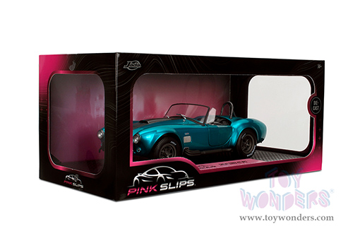Jada Toys Pink Slips - Shelby® Cobra 427 MK2 with Display Base (1/18 scale diecast model car, Candy Teal) 36467