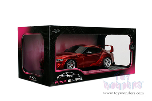 Jada Toys Pink Slips - Toyota GR Supra with Display Base (1/18 scale diecast model car, Candy Red) 36468