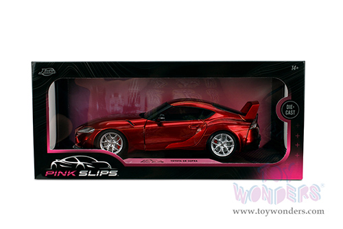 Jada Toys Pink Slips - Toyota GR Supra with Display Base (1/18 scale diecast model car, Candy Red) 36468