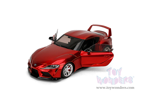 Jada Toys Pink Slips - Toyota GR Supra with Display Base (1/18 scale diecast model car, Candy Red) 36468