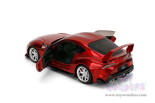 Jada Toys Pink Slips - Toyota GR Supra with Display Base (1/18 scale diecast model car, Candy Red) 36468