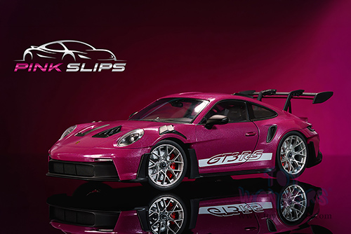 Jada Toys Pink Slips - Porsche 911 GT3 RS with Display Base (1/18 scale diecast model car, Cabernet) 36469