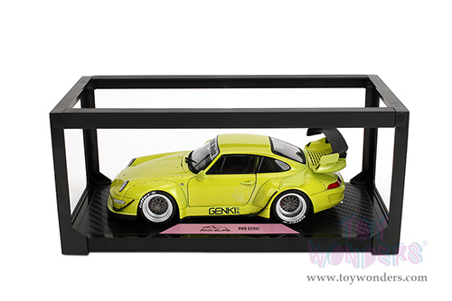 Jada Toys Pink Slips - Porsche RWB Body Kit Genki with Display Base (1/18 scale diecast model car, Lime Green) 36472