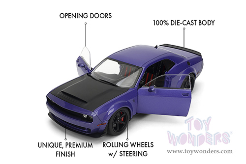 Jada Toys Pink Slips - Dodge Challenger SRT Demon with Display Base (1/18 scale diecast model car, Purple/Black) 36473