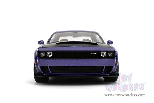 Jada Toys Pink Slips - Dodge Challenger SRT Demon with Display Base (1/18 scale diecast model car, Purple/Black) 36473