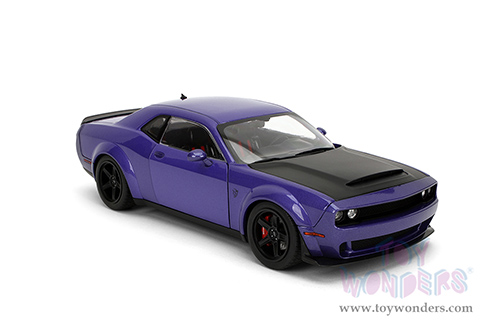 Jada Toys Pink Slips - Dodge Challenger SRT Demon with Display Base (1/18 scale diecast model car, Purple/Black) 36473