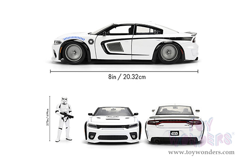Jada Toys - Hollywood Rides |  Dodge Charger SRT Hellcat with Stormtrooper™ Diecast Figure "Star Wars" (2021, 1/24, diecast model car, White) 36478