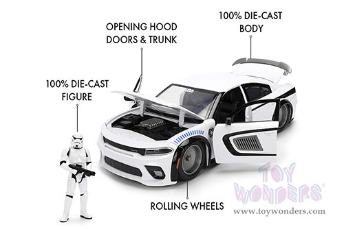 Jada Toys - Hollywood Rides |  Dodge Charger SRT Hellcat with Stormtrooper™ Diecast Figure "Star Wars" (2021, 1/24, diecast model car, White) 36478