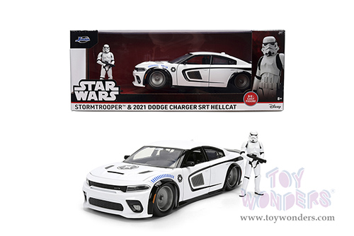 Jada Toys - Hollywood Rides |  Dodge Charger SRT Hellcat with Stormtrooper™ Diecast Figure "Star Wars" (2021, 1/24, diecast model car, White) 36478